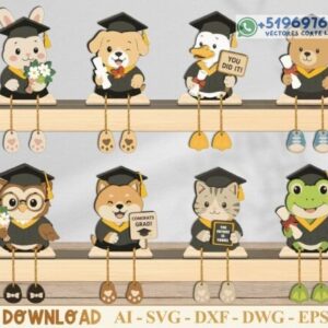 Adornos de Graduación con Animalitos Colgantes para Corte Láser