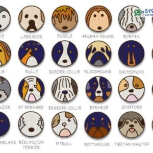 Pack de Rostros Caninos Circulares en Vector – 24 Diseños de Razas