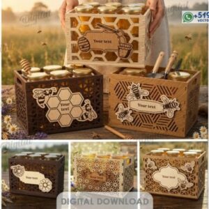 Paquete de Cajas de Abejas en Madera para Corte Láser