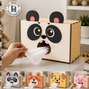 Cajas Pañueleras Infantiles con Caritas de Animales para Corte Láser