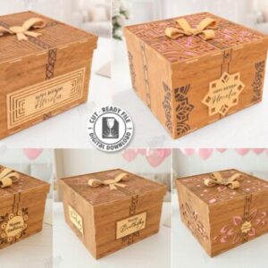 Paquete de Cajas de Regalo Personalizadas en Madera para Corte Láser