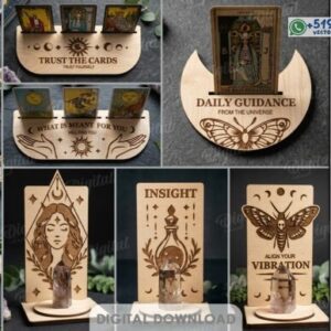 Pack de soportes esotéricos y porta cartas de tarot en MDF – Diseños decorativos en 3 mm