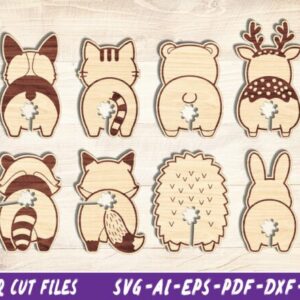 Paquete de Clips para Bolsa de Pan con Animalitos de Espalda para Corte Láser