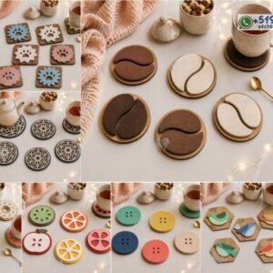 Paquete de Posavasos y Almohadillas Calientes de Fieltro para Corte Láser