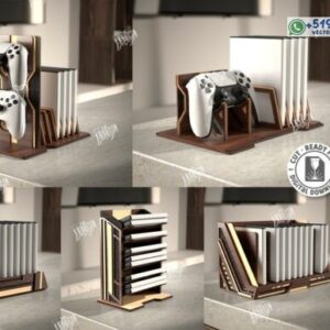 Organizador gamer multifunción para controles y videojuegos – Pack vectorial en MDF 3 mm