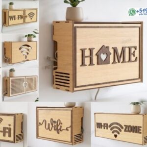 Pack de cajas organizadoras decorativas para router WiFi – 10 diseños vectoriales para pared