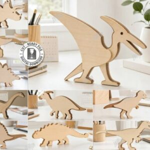 Pack de Dinosaurios Decorativos para Corte Láser y Mesa Caladora