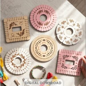 Discos y Telarcitos Decorativos para Trenzado y Tejido Kumihimo en Corte Láser