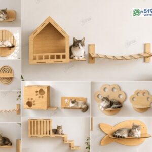 Muebles y Repisas Modulares para Gatos en Corte Láser