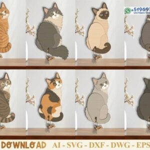 Paquete de gatos llavero decorativos para corte láser