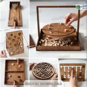 Pack de juegos de destreza y mesa en MDF – Colección vectorial de entretenimiento y aprendizaje