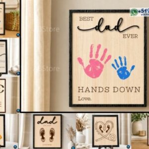 Marcos Personalizados para Papá con Huellas y Manos para Corte Láser