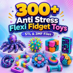 Pack de 300+ Juguetes Flexi Fidget Antiestrés STL y 3MF para Impresión 3D