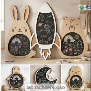 Pizarras Decorativas Infantiles con Formas de Animales y Cohete
