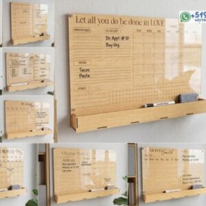 Planificadores de pared y organizadores semanales en madera – Pack de 10 diseños funcionales