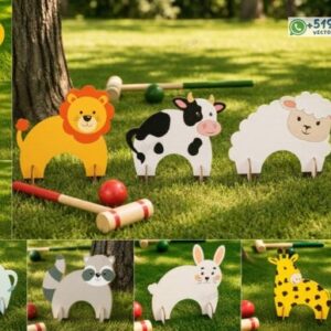Pack de croquet infantil con arcos de animales – 10 diseños vectoriales en MDF 3 mm
