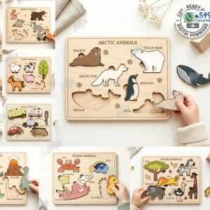 Pack de rompecabezas educativos infantiles por temática – Archivos vectoriales para aprendizaje y juego