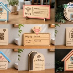 Pack de letreros cuadros WiFi decorativos con espacio para QR, red y contraseña