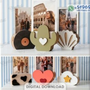Portafotos Decorativos Mini con Formas Tiernas para Corte Láser