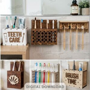 Organizadores de Cepillos y Pasta Dental para Baño en Corte Láser