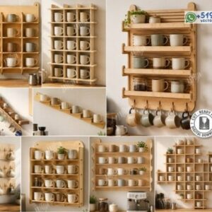 Organizador de Tazas y Repisas Modulares de Pared en MDF 6 mm