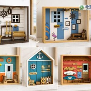 Paquete Láser en Miniatura de Caja de Habitación de Playa 3D