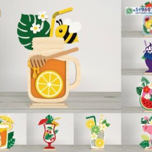 Paquete para Decorar Estantes con Bebidas de Verano para Corte Láser
