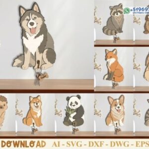 Paquete de soportes para llaves con varios animales