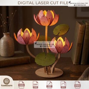Portavelas Flor de Loto Decorativa para Corte Láser
