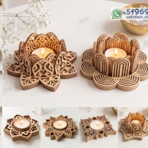 Portavelas Decorativos Multicapa para Velas Tealight en Corte Láser