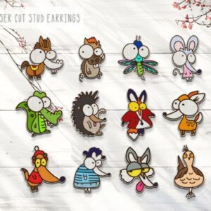 Aretes Stud de Animalitos Divertidos para Corte Láser