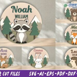 Cuadro redondo circular personalizado del nombre del vivero bosque para corte laser