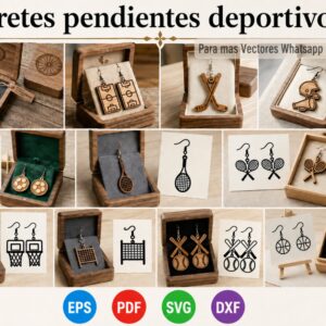 Aretes pendientes Deportivos en Vector para Corte Láser