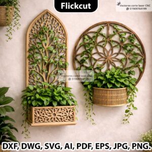 Soportes Decorativos para Macetas de Pared en Corte Láser