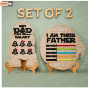 Set de 2 Letreros Personalizados "Best Dad in the Galaxy" y "I Am Their Father" por el dia del padre