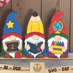 Gnomos Escolares Decorativos para Corte Láser en MDF