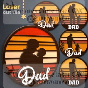 Cuadro Decorativo Multicapa "Dad" con Silueta de Padre e Hijo por el dia del padre