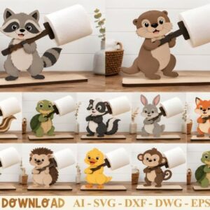 Soportes para Papel Higiénico con Forma de Animales para Corte Láser