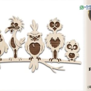 Decoración de pared con cinco pájaros divertidos sobre una rama
