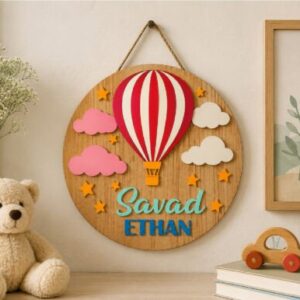 Letrero Infantil Personalizado con Globo Aerostático