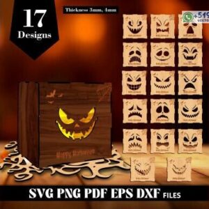 Caja Lámpara Halloween con Rostros Intercambiables