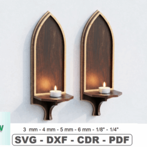 Repisa Portavela de Pared con Diseño Gótico en Arco