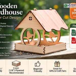 Casita comedero para aves con techo a dos aguas