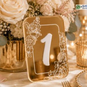 Números de Mesa Florales para Boda y Eventos Set Decorativo en Vector para Centros de Mesa