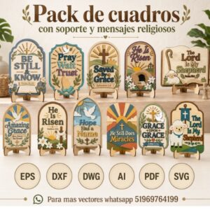 Pack de cuadros con soporte y mensajes religiosos