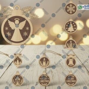 Esferas Navideñas para Corte Láser con Diseños Decorativos
