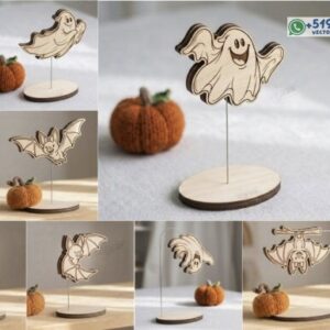 Pack de 10 figuras decorativas de Halloween con fantasmas y murciélagos