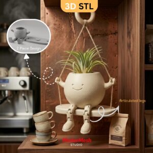 Macetero Colgante con Patas Articuladas para Impresión 3D Archivo STL Decorativo