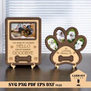 Portarretratos Memorial para Mascotas | Set Decorativo con Marco Rectangular y Huella Conmemorativa