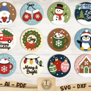 Adornos Navideños Circulares en Capas Pack Decorativo